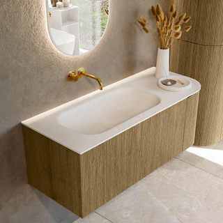 Mondiaz KURVE Badkamermeubelset - 115x46x40cm - 1 lade - 1 deur - wastafel solid surface - links - zonder kraangat - Dusk