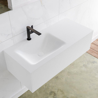 Mondiaz Lagom Meuble avec 1 tiroir 100x30x45cm vasque Cloud gauche 1 trou de robinet Solid Surface Talc