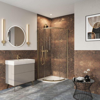 Crosswater Asura Porte de douche quart rond - 8mm - 80x80cm - laiton brossé