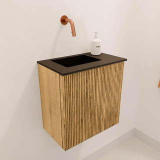 Mondiaz JOYA 40cm toiletmeubel - kleur Oak - Wastafel FAYE positie Links Zonder kraangat kleur Urban.
