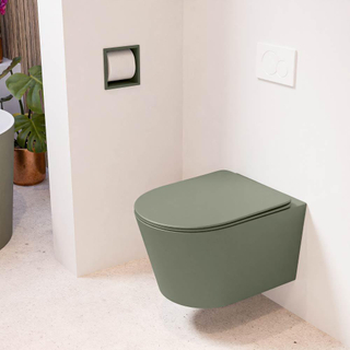 MONDIAZ LAVIE wandclosetpack - 36x53cm - diepspoel - rimless - Army (groen) - softclose - quick-release - toiletzitting - Army (groen)