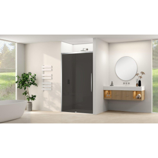 Van Rijn Products ST09 Schuifdeur vast deel - 157.5x200cm - grijs rookglas - soft-close - incl. Chroom