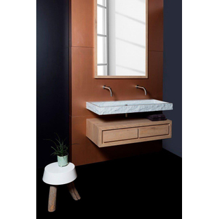 Forzalaqua Palermo Lavabo 100.5x51.5x9cm rectangulaire 1 vasque 2 trous de robinet marbre Carrara poli taillé