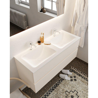MONDIAZ VICA Ensemble de meuble salle de bain - 120cm - 2 tiroirs - lavabo Cloud double - 2 trous de robinet - solid surface lin