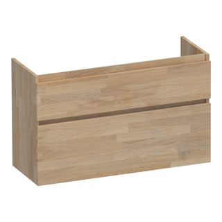 BRAUER Delight wastafelonderkast ondiep - 100x39x60cm - 2 softclose lades - greeploos - 1 sifon uitsparing - massief eiken - vingerlas eiken grijs