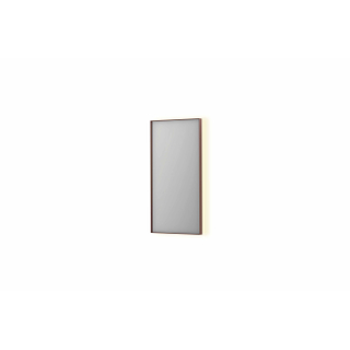 INK SP32 spiegel - 40x4x80cm rechthoek in stalen kader incl indir LED - verwarming - color changing - dimbaar en schakelaar - geborsteld koper