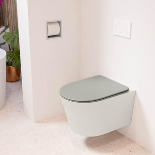 MONDIAZ LAVIE wandclosetpack - 36x53cm - diepspoel - rimless - Linen (offwhite) - softclose - quick-release - toiletzitting - Smoke (grijs)