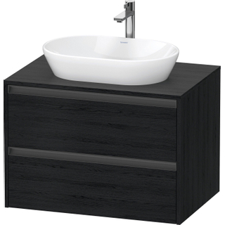 Duravit ketho 2 meuble sous lavabo avec plaque console avec 2 tiroirs 80x55x56.8cm avec poignées chêne anthracite noir mat