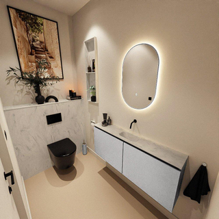 MONDIAZ TURE-DLUX Meuble toilette - 120cm - Plata - EDEN - vasque Opalo - position centrale - sans trou de robinet