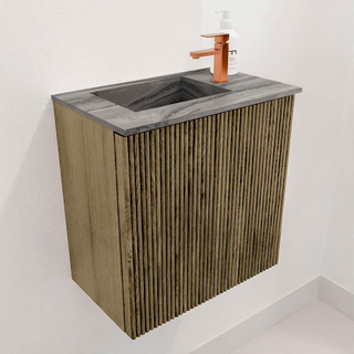 Mondiaz JOYA-DLUX 40cm toiletmeubel - kleur Dusk - Wastafel FAYE positie Links 1 kraangat kleur Sombra.