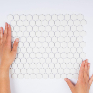 The Mosaic Factory Barcelona mozaïektegel - 26x30cm - wandtegel - Zeshoek/Hexagon - Porselein Extra White Glans