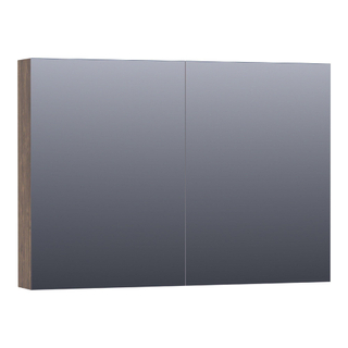 Saniclass Plain Spiegelkast - 100x70x15cm - 2 links/rechtsdraaiende spiegeldeuren - MFC - burned bark