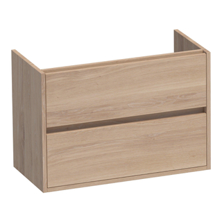 BRAUER Adore wastafelonderkast ondiep - 80x39x55cm - 2 softclose lades - greeploos - 1 sifon uitsparing - massief eiken - lamellen eiken naturel