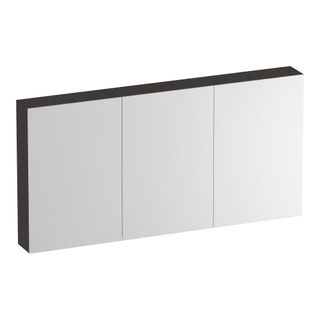 BRAUER Impress Deluxe armoire de toilette - 140x70x15cm - éclairage interne et externe - 3 portes miroir double face - Anthracite Bois