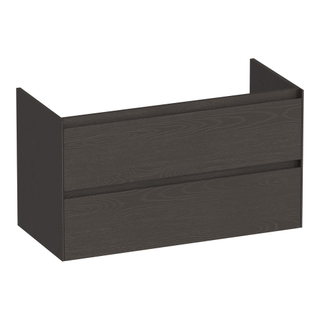 BRAUER Inspire wastafelonderkast 100 2 softclose lades - greeploos - 1 sifon uitsparing - Timber Anthracite