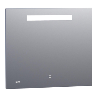 BRAUER Quartz spiegel - 80x70cm - rechthoekig - met klok en directe LED-verlichting met dimfunctie en touch-bediening