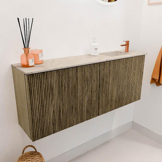 Mondiaz JOYA-DLUX Meuble de salle de bains 100cm - couleur Dusk - Vasque FAYE position Droite 1 trou de robinet couleur Frappe.