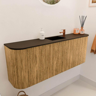 Mondiaz JOYA Meuble de salle de bains 113.2cm - arrondis gauche et droite couleur Oak - Vasque FAYE position Milieu 1 trou de robinet couleur Urban