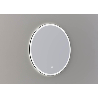 Thebalux Miroir M01 - rond - équipé d'un anneau noir mat et LED directe et indirecte tout autour - changement de couleur - fonction de gradation - chauffage de miroir - mémoire - commande tactile