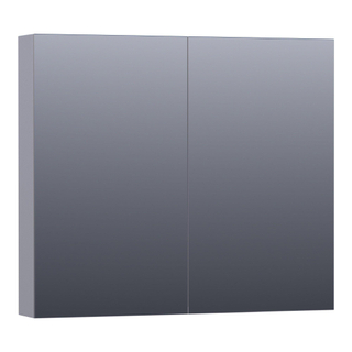 Saniclass Plain Spiegelkast - 80x70x15cm - 2 links/rechtsdraaiende spiegeldeuren - MDF - mat grijs