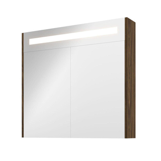 Proline spiegelkast premium avec éclairage led intégré, 2 portes 80x14x74cm chêne cabana