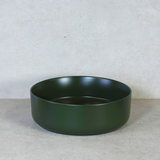 QeramiQ Note Vasque à poser 37x12cm céramique Vert olive mat