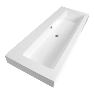 BRAUER Solar Thick wastafel - 120x46x10cm - 1 wasbak - 0 kraangaten - mineraalmarmer - zijdeglans wit