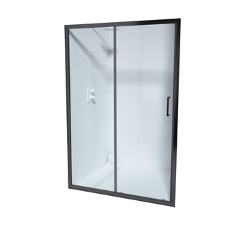 FugaFlow ID06 Quick Fit porte de douche coulissante - 110x190cm - 6mm verre de sécurité - profilé aluminium - anti calcaire - Noir mat