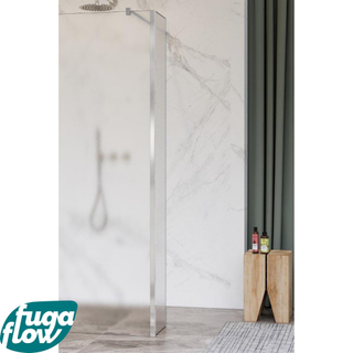 FugaFlow Eccelente Vetro zijwand - 30x200cm - mat glas - 8mm - met hoekprofiel - chroom -