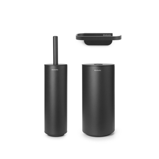 Brabantia MindSet Toilet Accessoiresset - toiletrolhouder - zonder klep - toiletborstelhouder - gesloten - reserverolhouder - mineral infinite grey