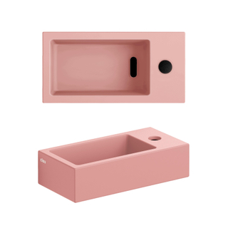Clou Flush 3 lave-mains 36x18cm avec trou de robinet à droite en céramique rose mat