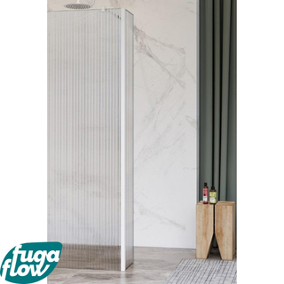 FugaFlow Eccelente Vetro Paroi latérale - 30x200cm - verre nervuré - 8mm - avec profilé d'angle - Blanc mat