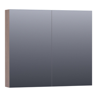 Saniclass Plain Spiegelkast - 80x70x15cm - 2 links/rechtsdraaiende spiegeldeuren - MFC - legno viola