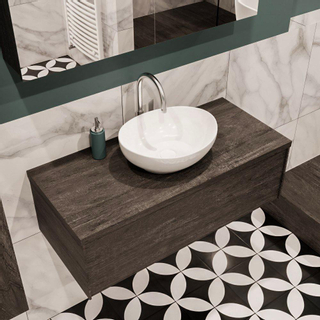 Mondiaz LUSH Meuble salle de bains avec 1 tiroir lavabo BARCO 100x30x45cm Centre 1 trou de robinet Dark brown/Brun foncé