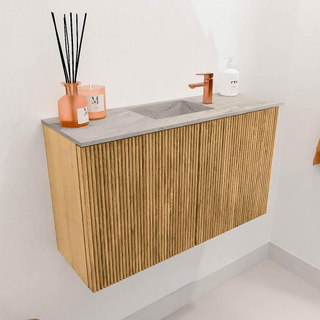 Mondiaz JOYA-DLUX 70cm meuble de salle de bains - couleur Oak - Vasque FAYE position Milieu 1 trou de robinet couleur Glace.