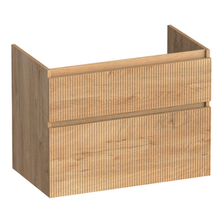 BRAUER Delight Wavy wastafelonderkast 80 2 softclose lades - greeploos - 1 sifon uitsparing - Forest Tan
