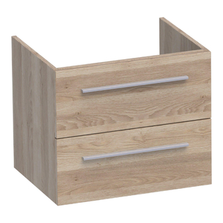 Saniclass EX WastafelOnderkast - 60x46x50cm - 2 softclose lades - zonder greep - 1 sifonuitsparing - MFC - legno calore