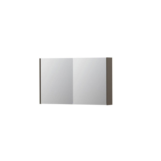 INK SPK1 Spiegelkast - 100x14x60cm - 2 deuren - dubbelzijdige Spiegel - schakelaar en stopcontact - MDF lak taupe mat