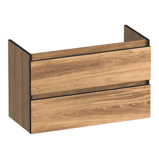 BRAUER Joy Edge wastafelonderkast ondiep 80 2 softclose lades - greeploos - 1 sifon uitsparing - Honey