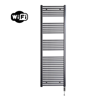 Sanicare HVW Elektrische Radiator - 172x60cm - 1127W - wifi - thermostaat - chroom - rechtsonder - gunmetal (antraciet)