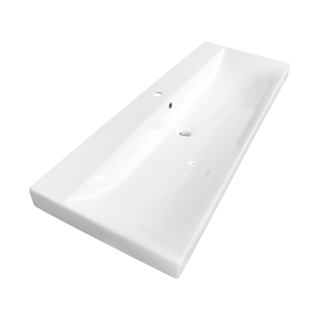 Saniclass Wave Lavabo standard 121x46cm 1 lavabo(s) 1 trou(s) pour robinetterie avec trop plein Blanc brillant