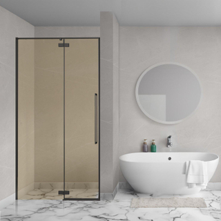 Aqua Vista Oria Linea nisdeur - 100x200cm - incl. montageset - champagne glas - Mat zwart