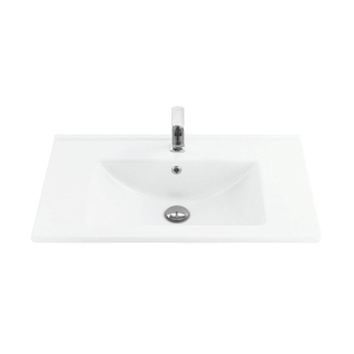 Sanicare q7 lavabo 75x45cm 1 trou pour robinet avec trop-plein rectangle céramique blanc