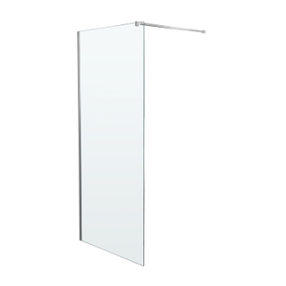Wiesbaden Slim Douche à l’italienne avec profilé en inox et barre de stabilisation 70x200cm verre clair 8mm