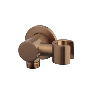 Wiesbaden Coude pour flexible de douche - avec support inclinable - rond - 1/2" - Bronze cuivre brossé