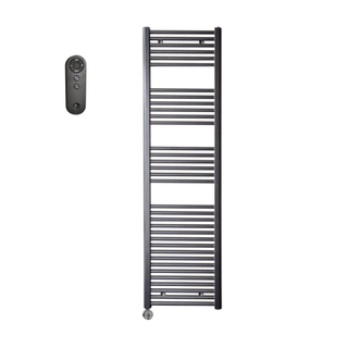 Sanicare HVS Radiateur électrique - 172x60cm - 1127W - avec télécommande - thermostat - chrome - en bas à gauche - gunmetal (anthracite)