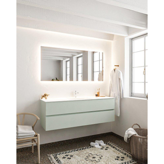 Mondiaz VICA ensemble de meuble de salle de bain - 150cm - meuble sous-vasque gris - 2 tiroirs - lavabo cloud milieu - 1 trou de robinet - miroir LED - version XL 60cm haut