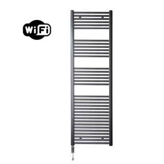Sanicare HVW Elektrische Radiator - 172x60cm - 1127W - wifi - thermostaat - chroom - linksonder - gunmetal (antraciet)