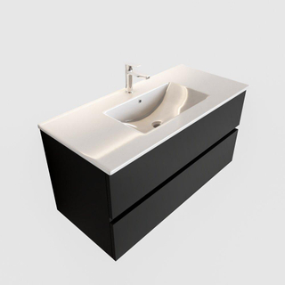 MONDIAZ VICA Ensemble de meuble salle de bain - 100cm - 2 tiroirs - lavabo Denia central - 1 trou de robinet - solid surface urban