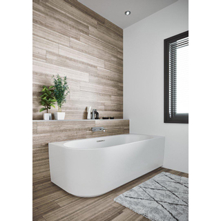Riho Desire hoekbad - 184x84cm - hoekopstelling rechts - met chromen badvuller - acryl wit velvet